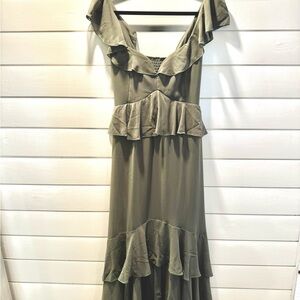 Show Me Your MuMu Sage Green Ruffle Midi Dress